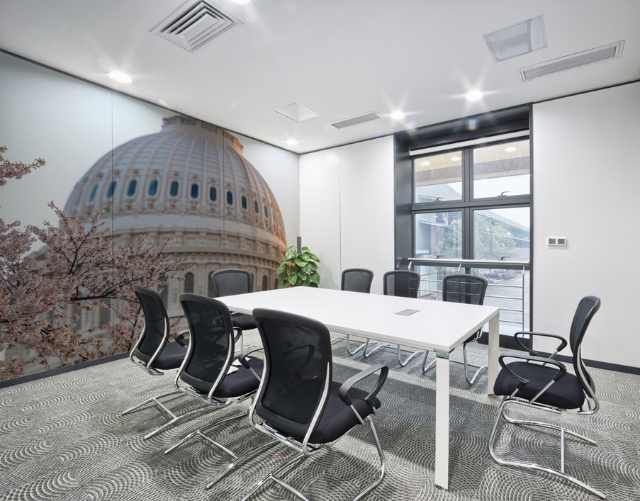 Cherry blossoms by the Capitol dome at dawn Wall Printing