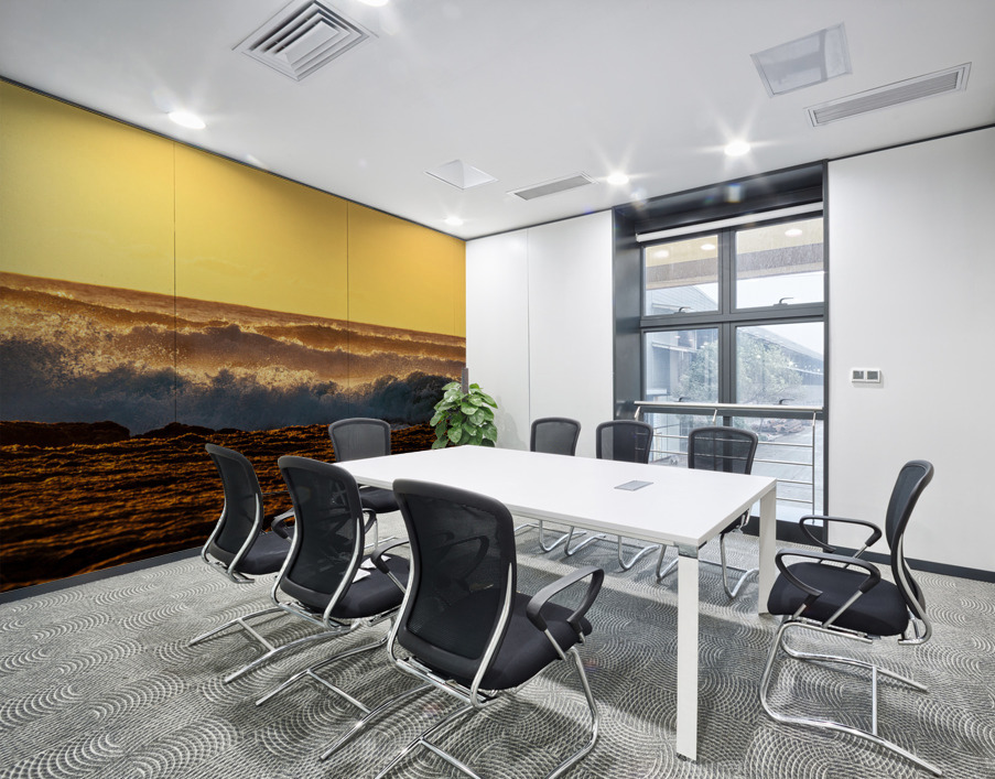 Setting sun lights crashing waves Wall Printing