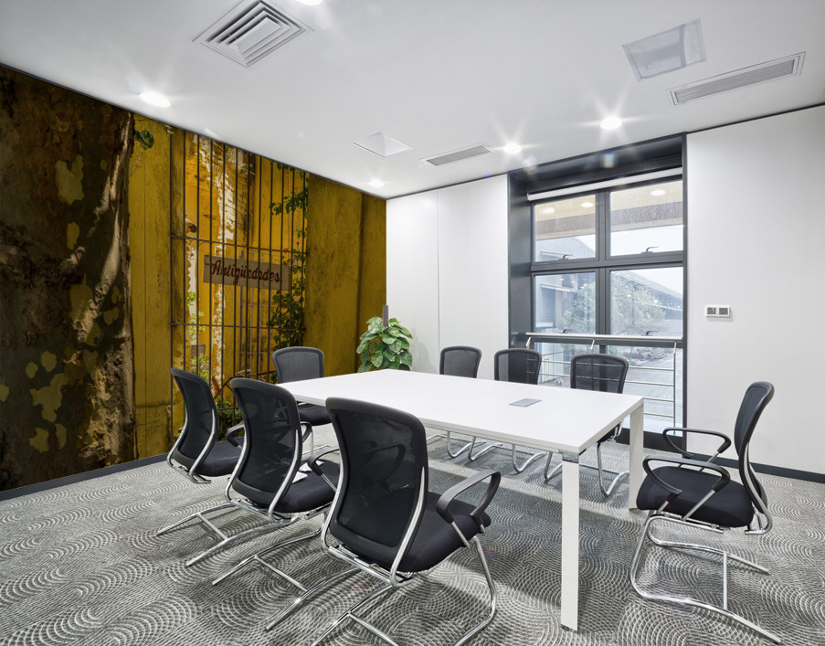 Window to courtyard of antique shop in Colonia del Sacramento Wall Printing