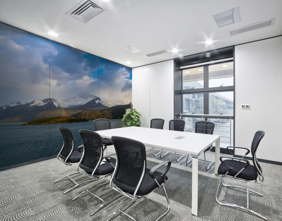 Panorama of Holanda glacier by Beagle channel with rainbow Wall Printing