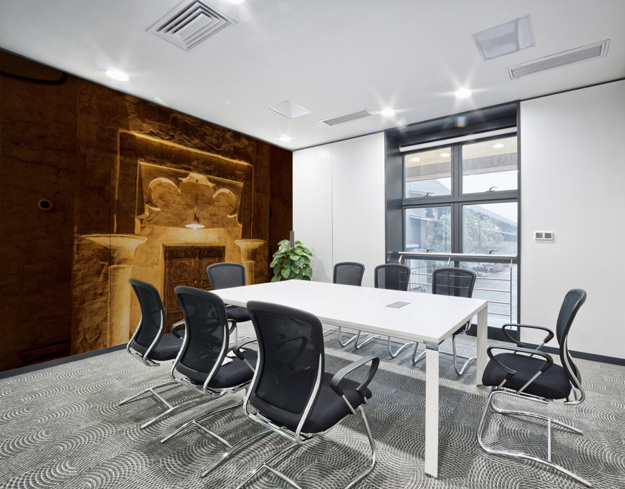 Old buildings and doorways in the Old City in Al Seef are illumi Wall Printing