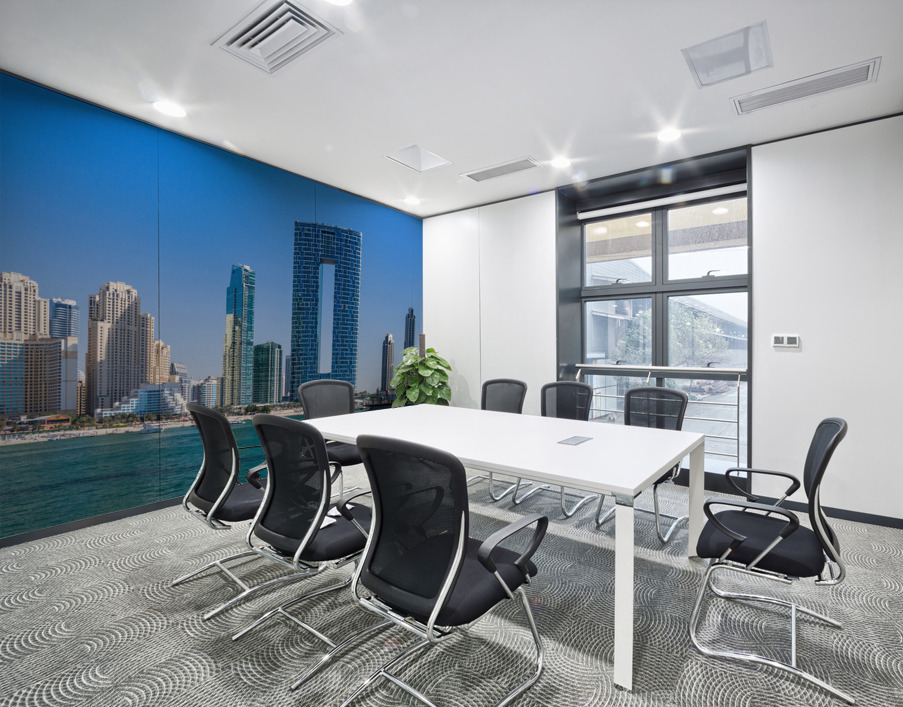 Skyline of hotels and apartments in JBR Beach from Bluewaters is Wall Printing