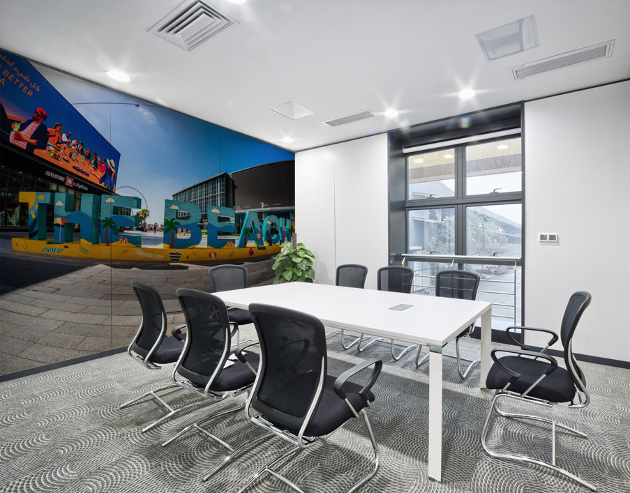 Colorful The Beach sign on main street of JBR district of Dubai Wall Printing