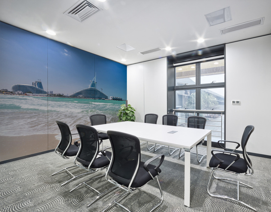 Iconic Burj al Arab behind newly constructed Marsa al Arab hotel Wall Printing