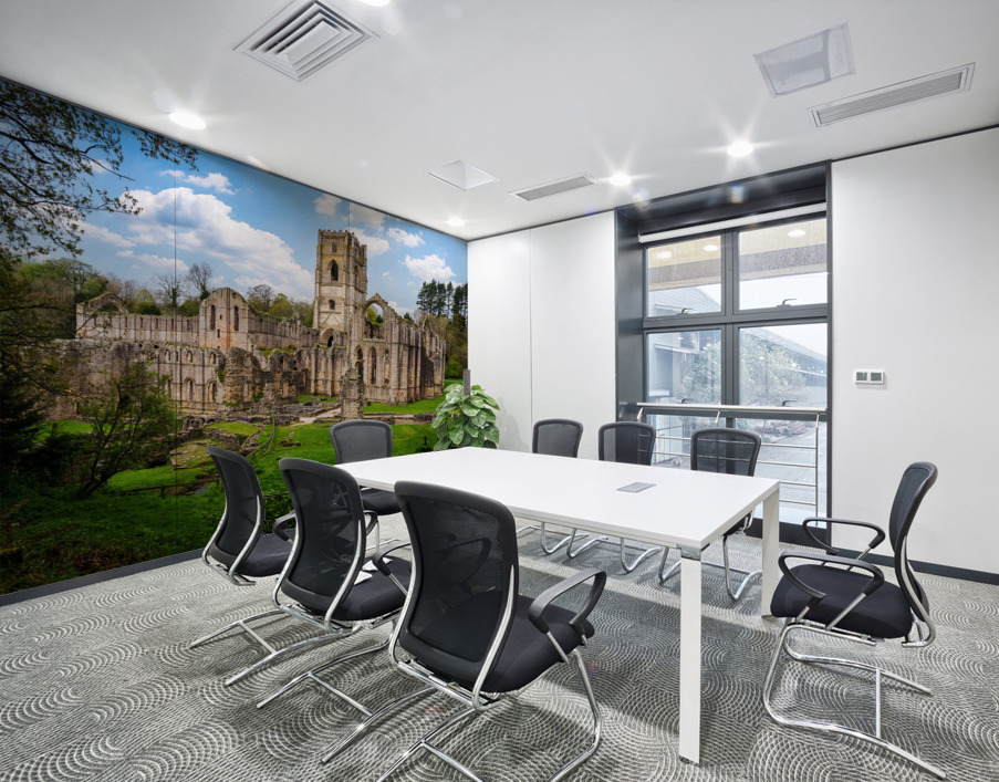 Springtime at Fountains Abbey ruins in Yorkshire England Wall Printing