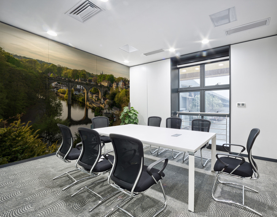 Old stone railway viaduct over River Nidd in Knaresborough Wall Printing