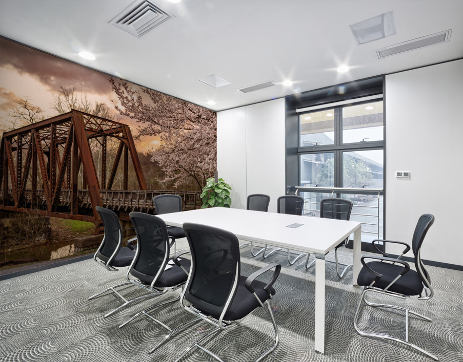 Sunset behind cherry blossoms in Morgantown WV Wall Printing