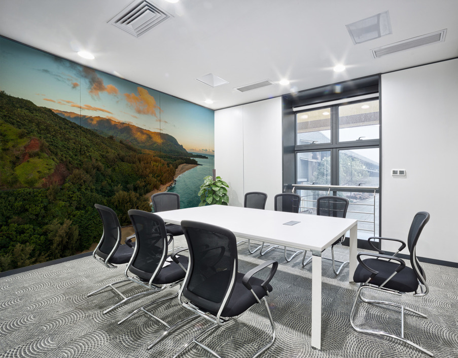 Aerial image of Lumahai Beach on the north shore of Kauai Wall Printing