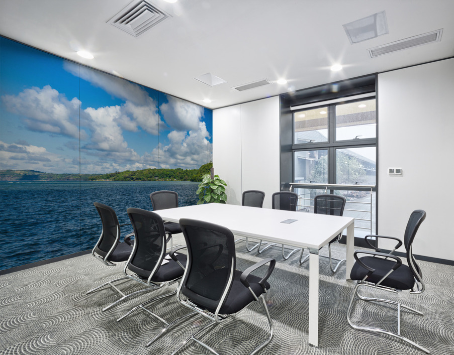 Panoramic view of Princeville coastline on Kauai Wall Printing