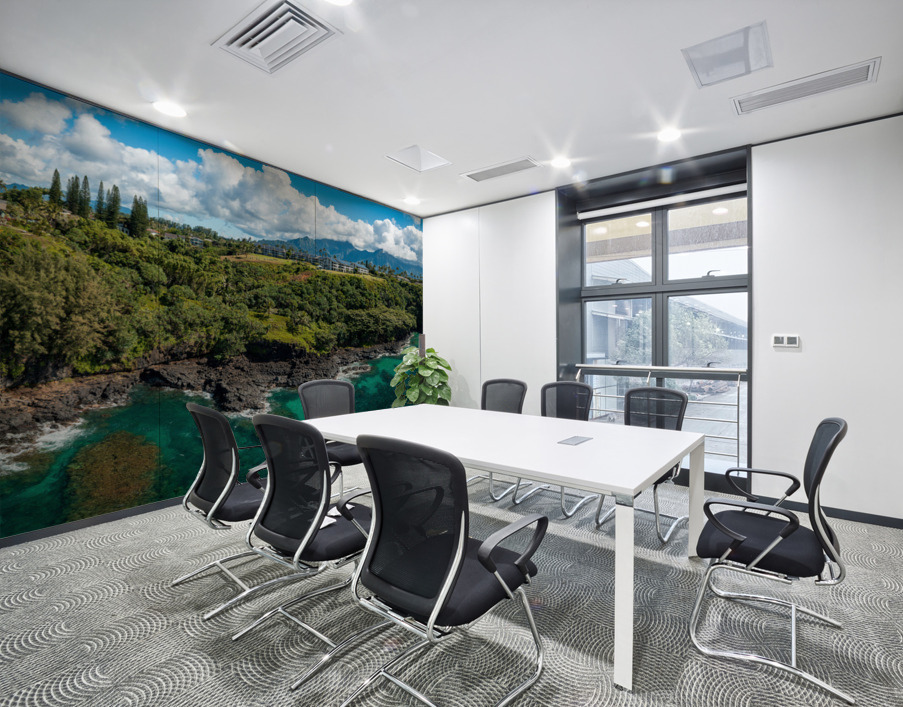 Rugged coastline of Sealodge beach in Princeville on Kauai Wall Printing