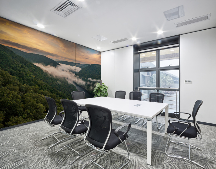 Mist swirling over Cheat River gorge at sunrise near Morgantown  Wall Printing