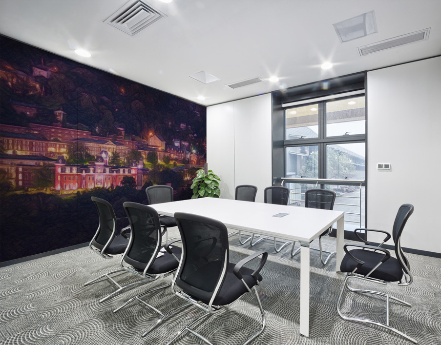 Pastel drawing campus of West Virginia university at night Wall Printing