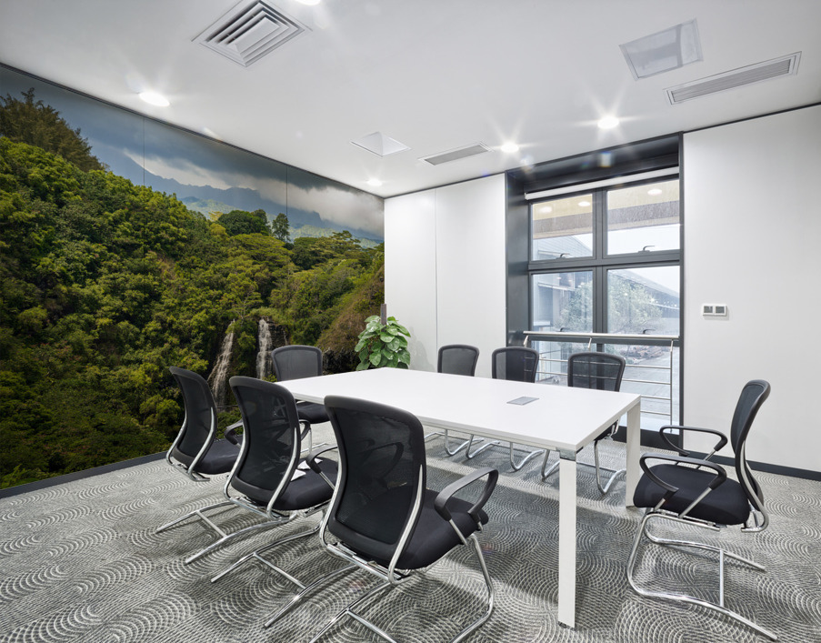 Opaekaa Falls sunlit as dark storm clouds gather over the hills Wall Printing