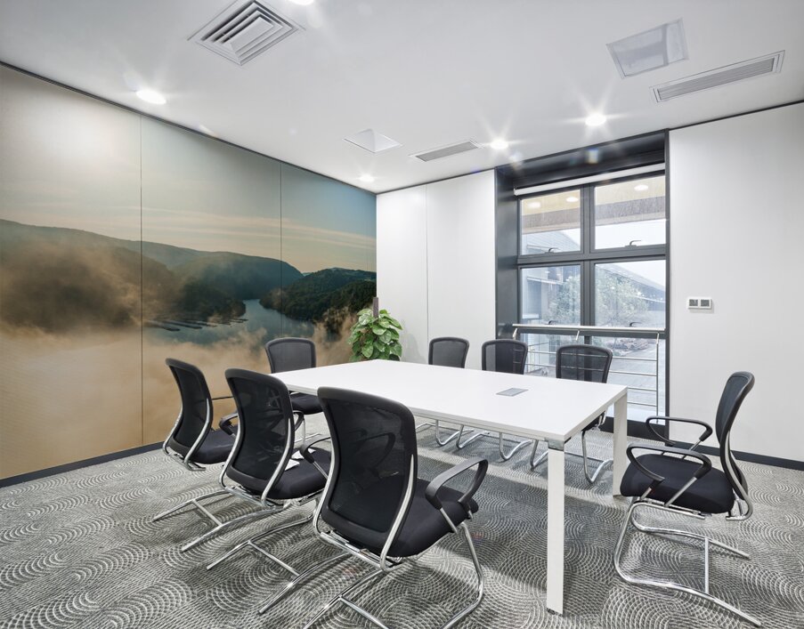 Mist rises from Cheat Lake in the early morning as the sun rises Wall Printing