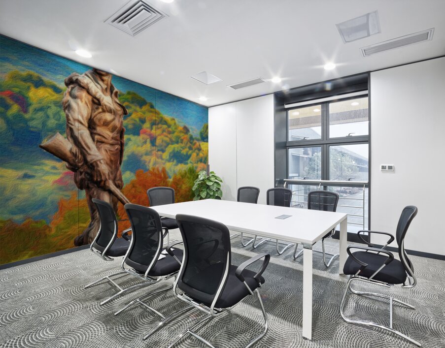 WVU Mountaineer statue painting in the fall in West Virginia Wall Printing