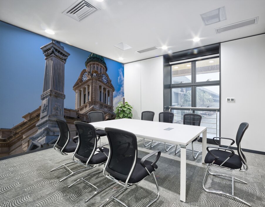 Facade and clock tower of Winneshiek County Courthouse Decorah Wall Printing