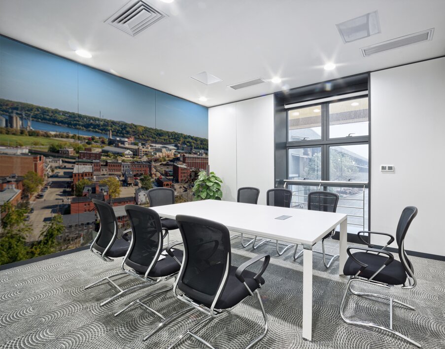Wide panorama of the city of Dubuque in Iowa from funicular rail Wall Printing