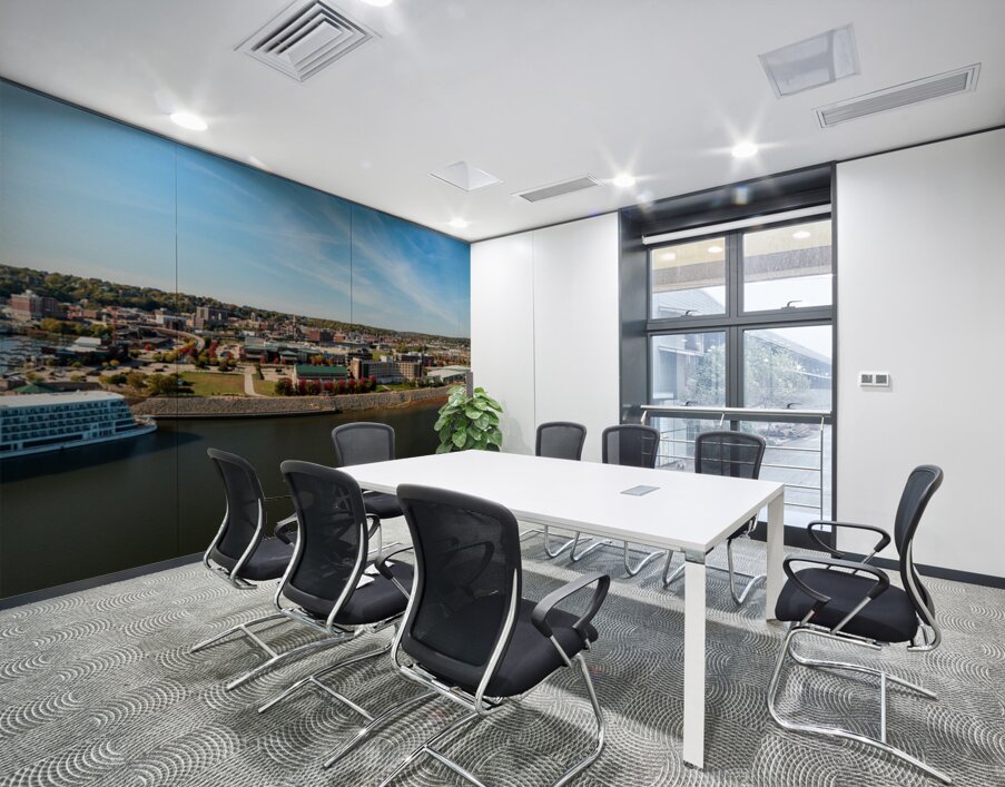 Viking Mississippi river cruise boat docked in Dubuque Wall Printing