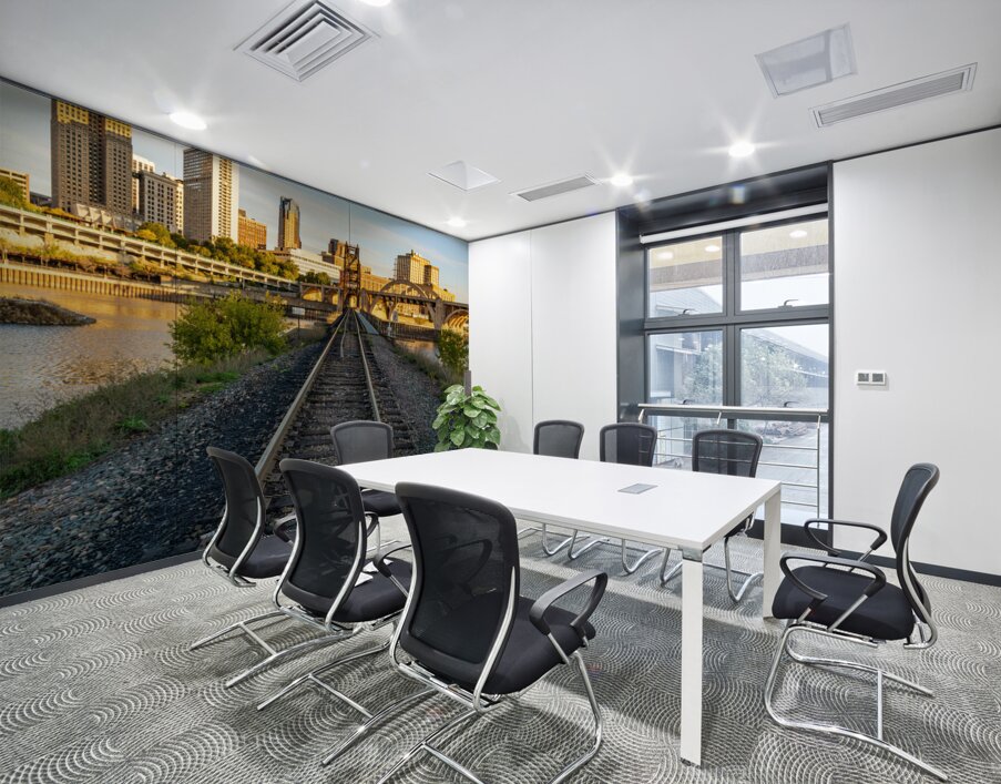 Railroad bridge over Mississippi river at sunrise in St Paul Wall Printing