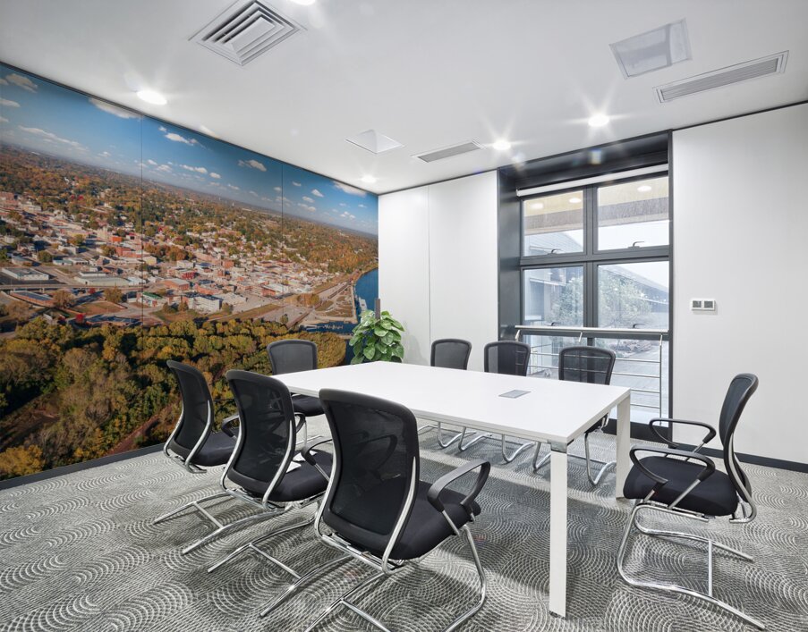 Townscape of Hannibal in Missouri from Lovers Leap overlook Wall Printing