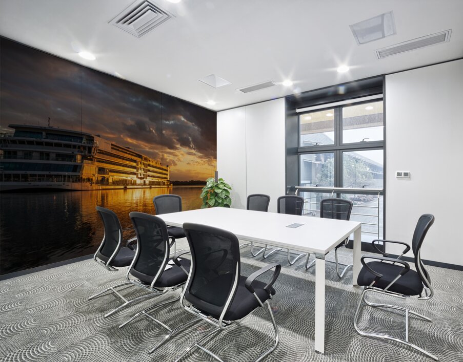 Sunset over Viking Mississippi river  cruise boat near Vicksburg Wall Printing