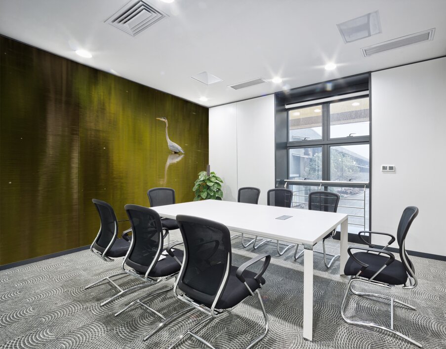 Great blue heron standing in calm water in Atchafalaya basin Wall Printing