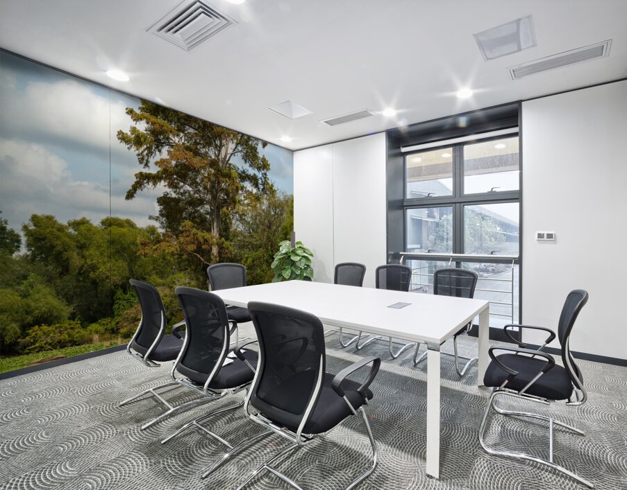 Large bald cypress trees rise out of water in Atchafalaya basin Wall Printing