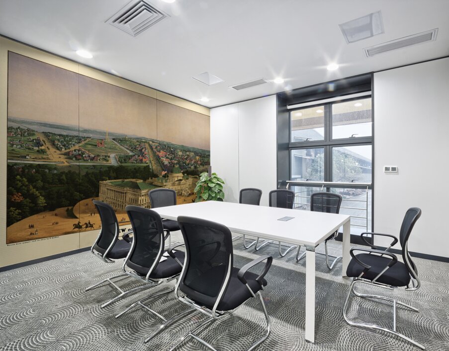 Low-angle birds-eye view of central Washington DC from 1852 Wall Printing