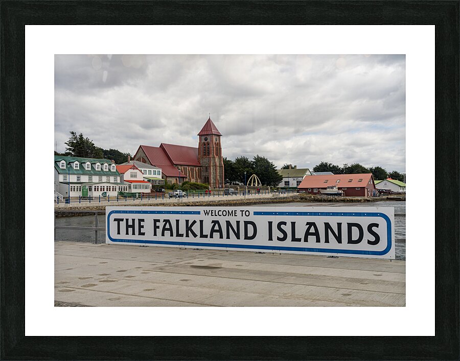 Welcome to Falklands sign in Stanley Falkland Islands Picture Frame print