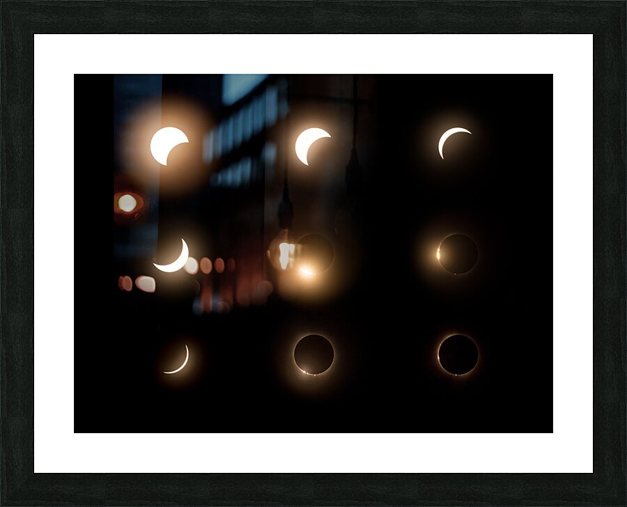 Composite of the stages of 2024 solar eclipse Picture Frame print