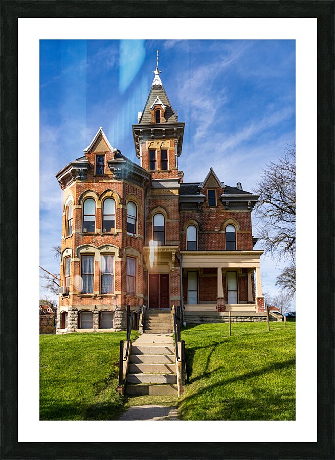Facade of the historic Delaware County Sheriff home and jail Picture Frame print