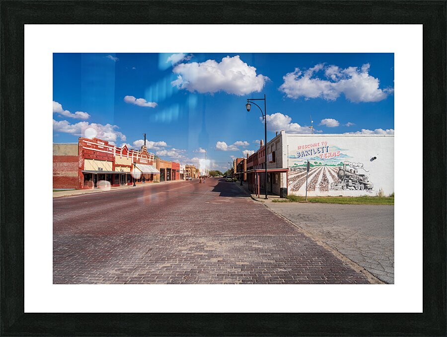 Street mural in once bustling railroad town of Bartlett in Texas Picture Frame print