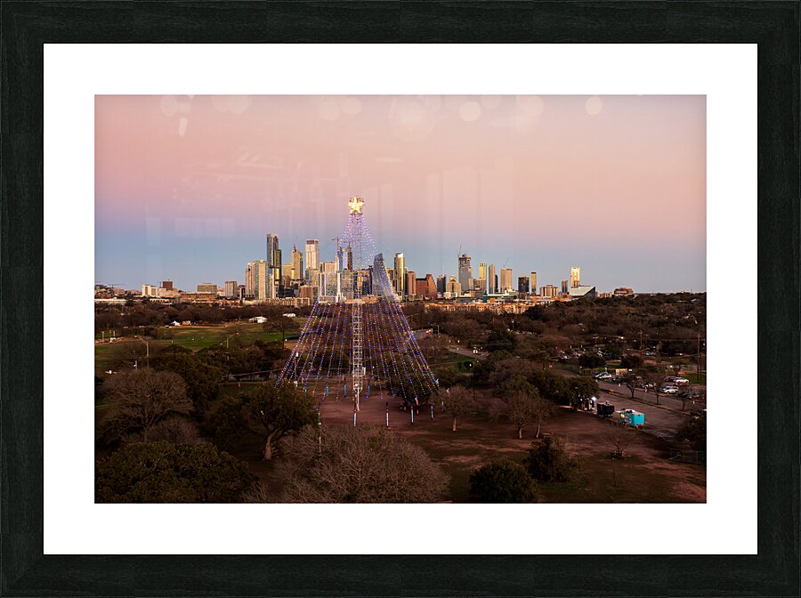 Cityscape of downtown Austin from the west in Zilker park 2025 Picture Frame print