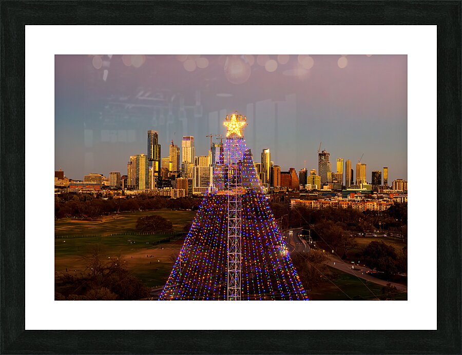 Cityscape of downtown Austin from the west in Zilker park 2025 Picture Frame print