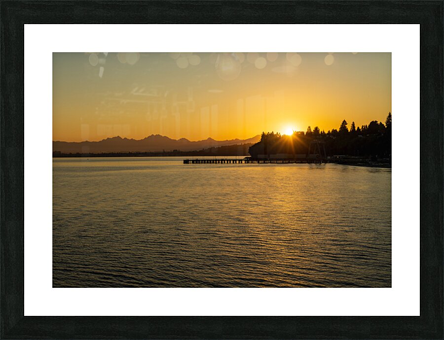 Sunrise seen from Mukilteo to Clinton Ferry to Whidbey Island Picture Frame print