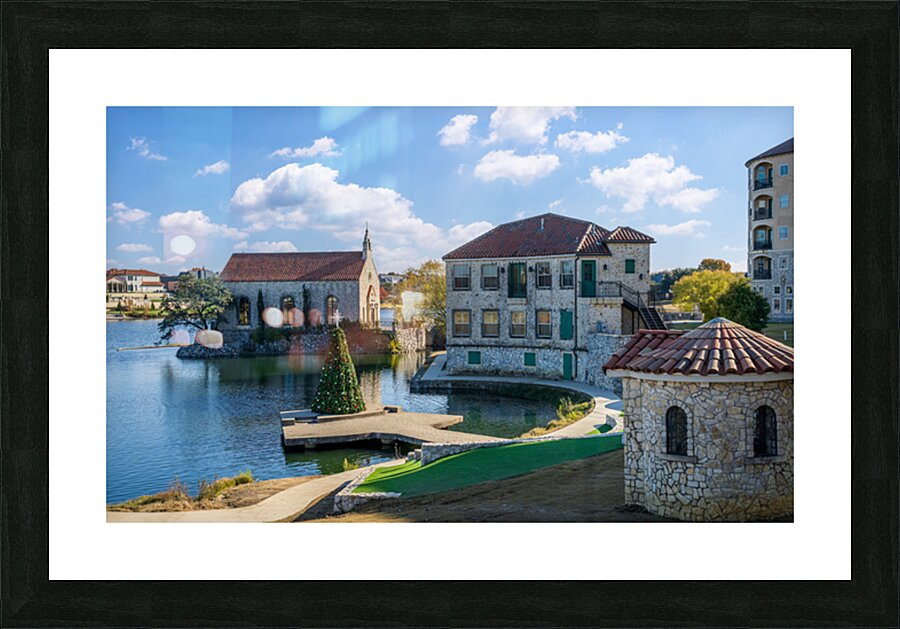 Clear December day in Adriatica Village McKinney Texas a plann Picture Frame print