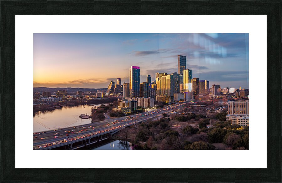 Dusk downtown skyline of Austin Texas 2026 Picture Frame print