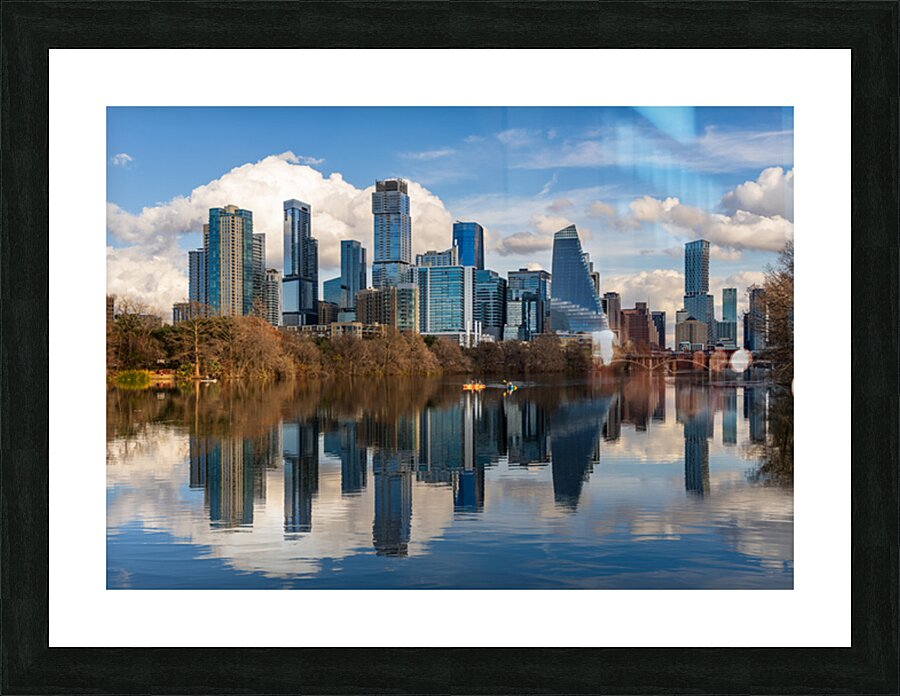 Classic Downtown Austin Texas Skyline with Sail Building from th Picture Frame print