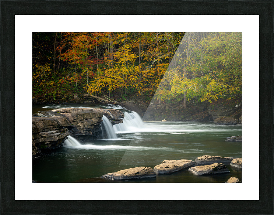Cascades of the Valley Falls on a misty autumn day Picture Frame print