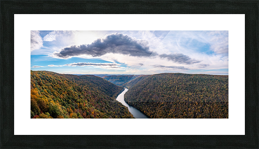  Cheat River panorama in West Virginia with fall colors  Framed Print Print