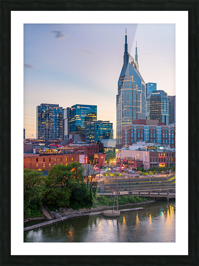 Skyline of Nashville in the evening Picture Frame print