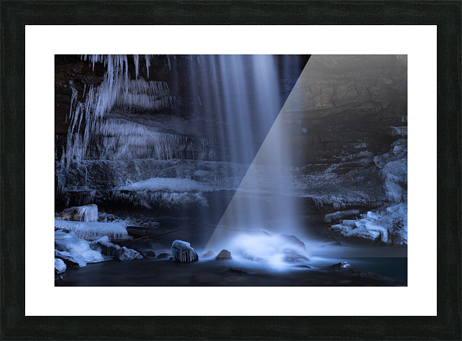 Cool Cucumber Falls detail in winter Picture Frame print
