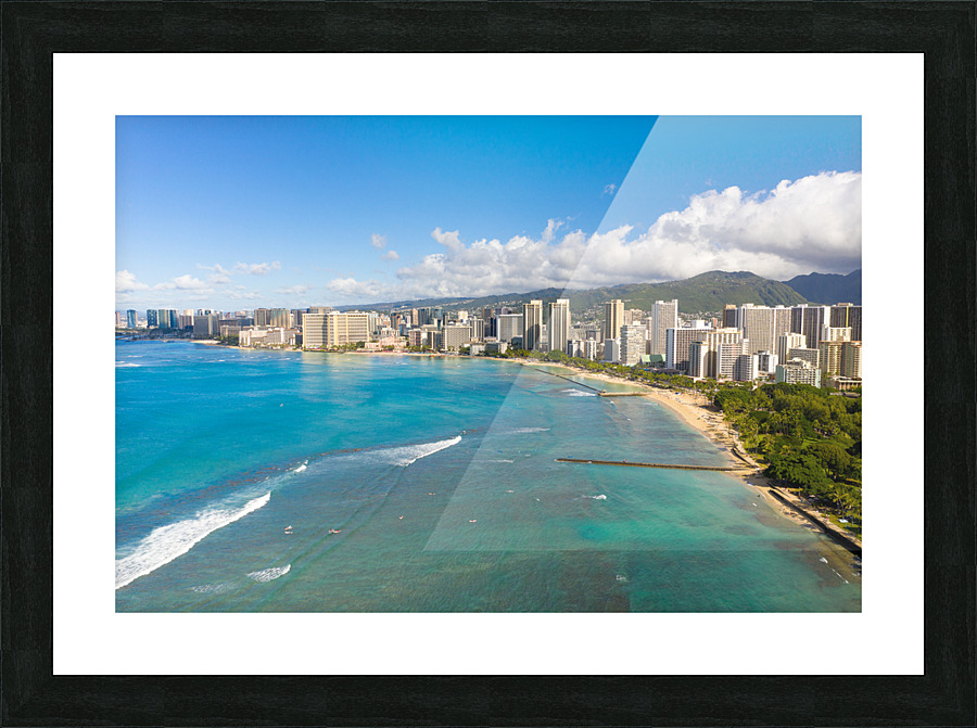 Aerial view of Waikiki looking towards Honolulu Picture Frame print