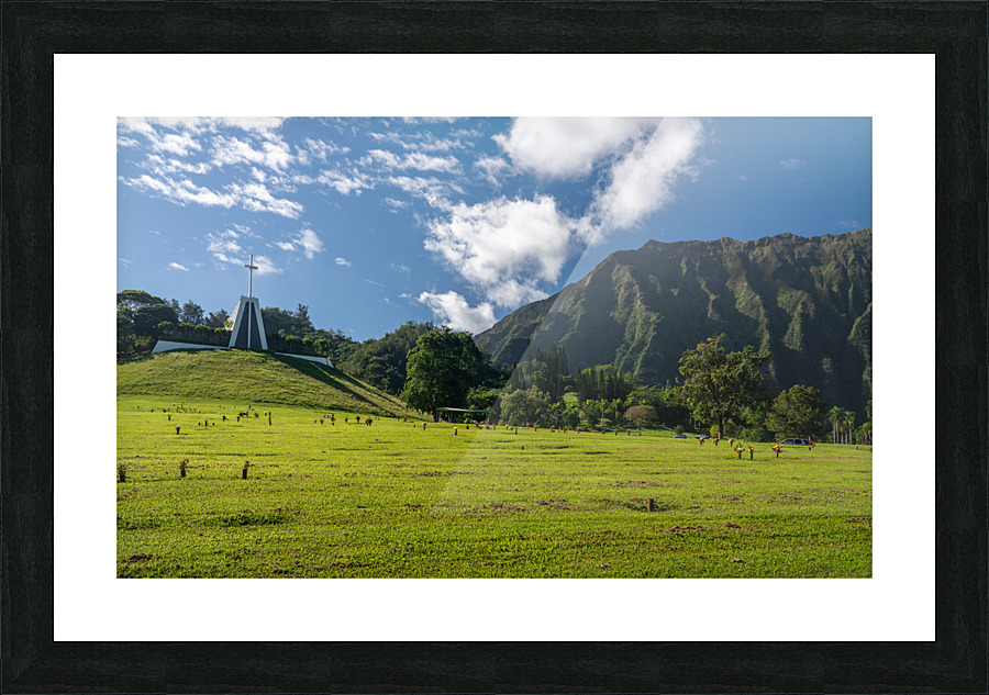 Large cross on top of the chapel in the Valley of the Temples Picture Frame print