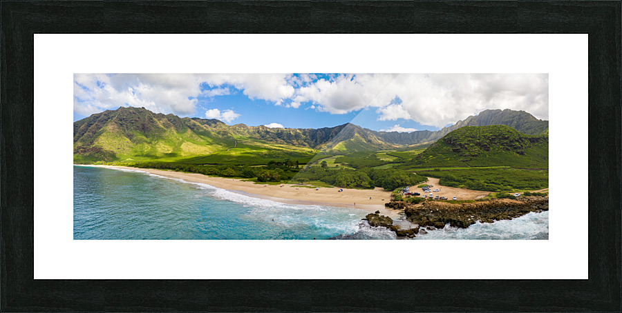 Makua beach and valley on west coast of Oahu Picture Frame print