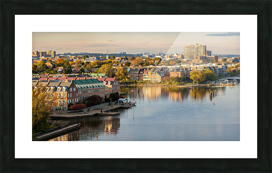 Waterfront of city of Alexandria in Virginia at sunset Picture Frame print