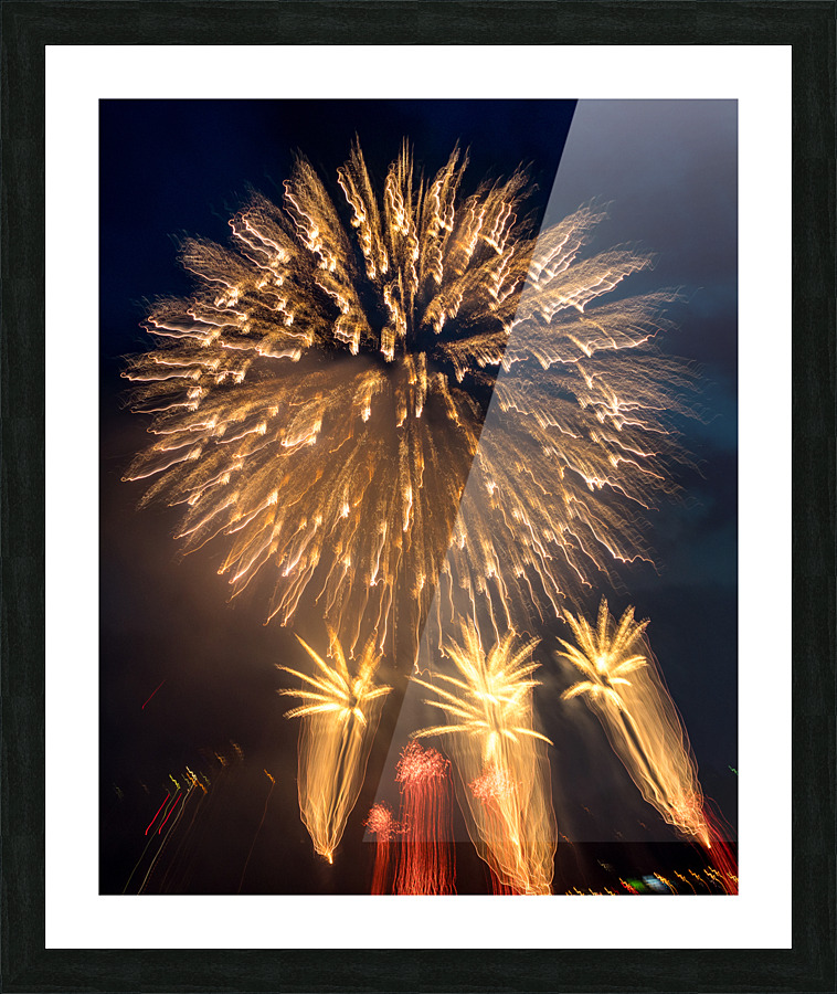 Abstract fireworks over Pittsburgh Picture Frame print