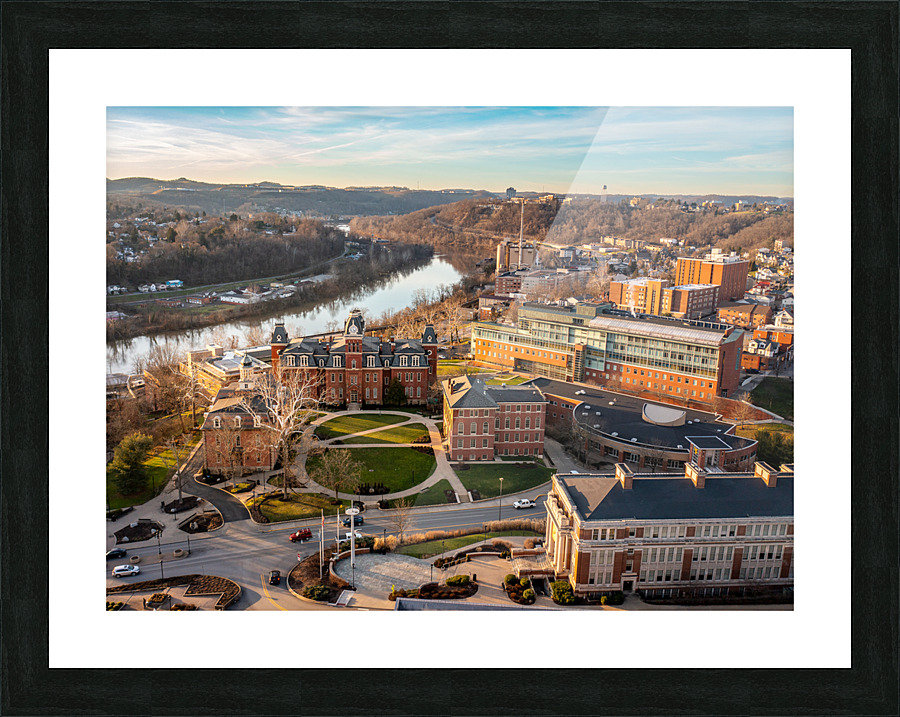 Aerial panorama of the Woodburn Circle at WVU Picture Frame print
