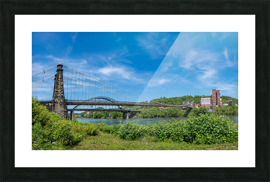 Suspension bridge over the Ohio river in Wheeling Picture Frame print
