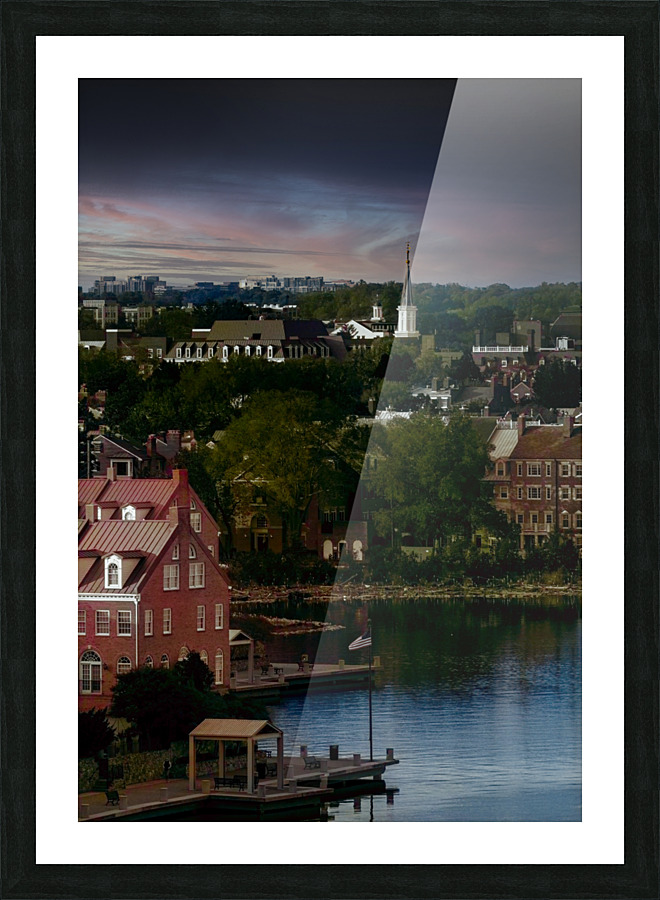 Moody view of city of Alexandria in Virginia at sunset Impression et Cadre photo
